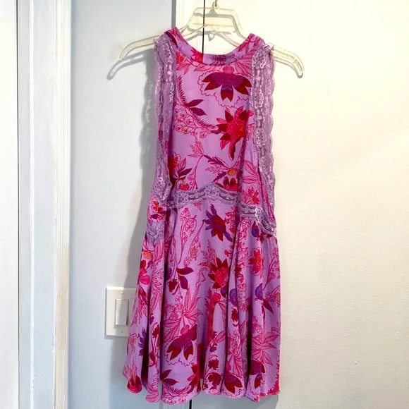 open lace back dress Free People Sandy Shores Babydoll Dress In Pink